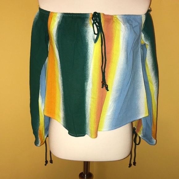 BCBGeneration faded stripe balloon sleeve top - Picture 4 of 7